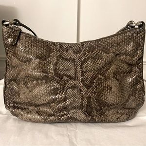 Furla genuine leather cross body bag in gray snakeskin  print